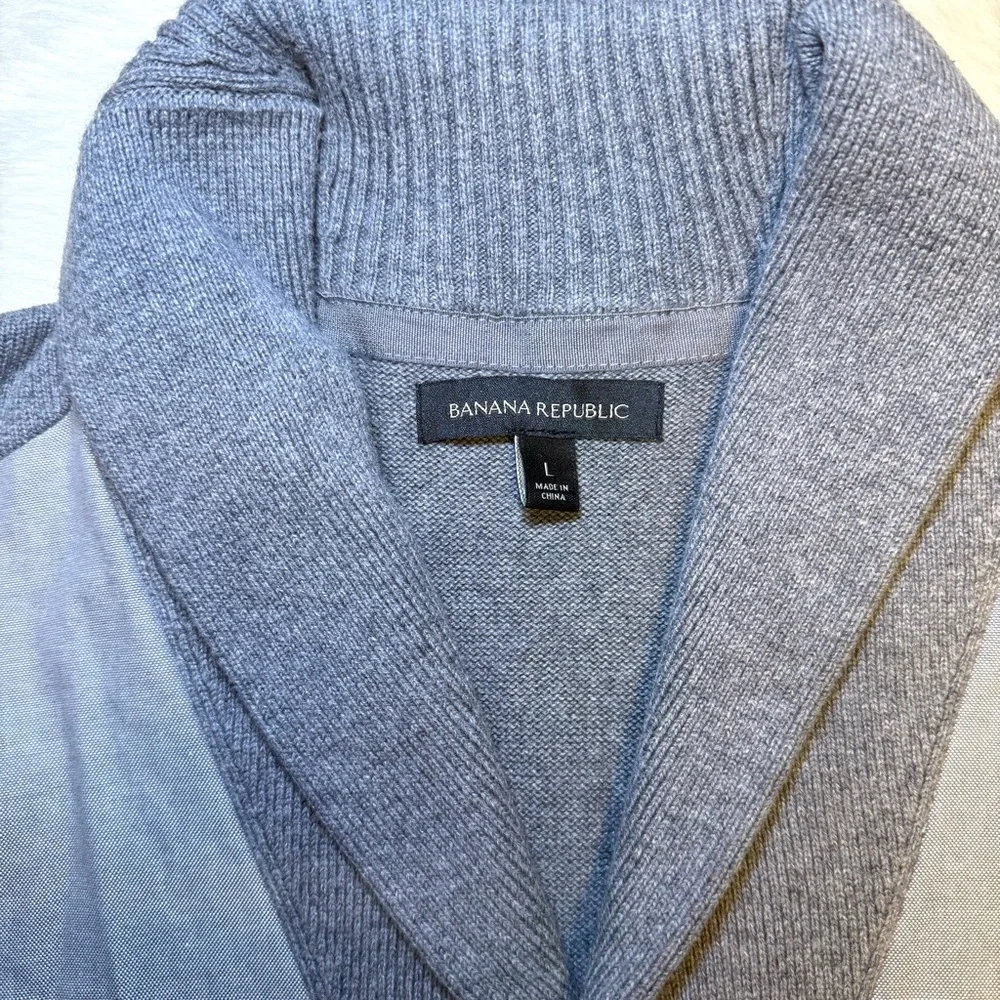Banana Republic two tone gray button‎ front cotton cardigan men's size large